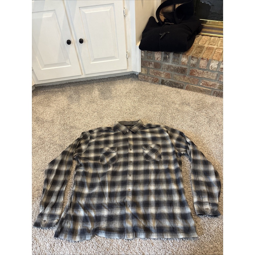 Kuhl Dillingr Flannel Shirt Mens 3XL Blue Plaid Button Up Pockets 7186 Hiking LS